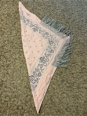 Pink Bandana with Silver Fringe